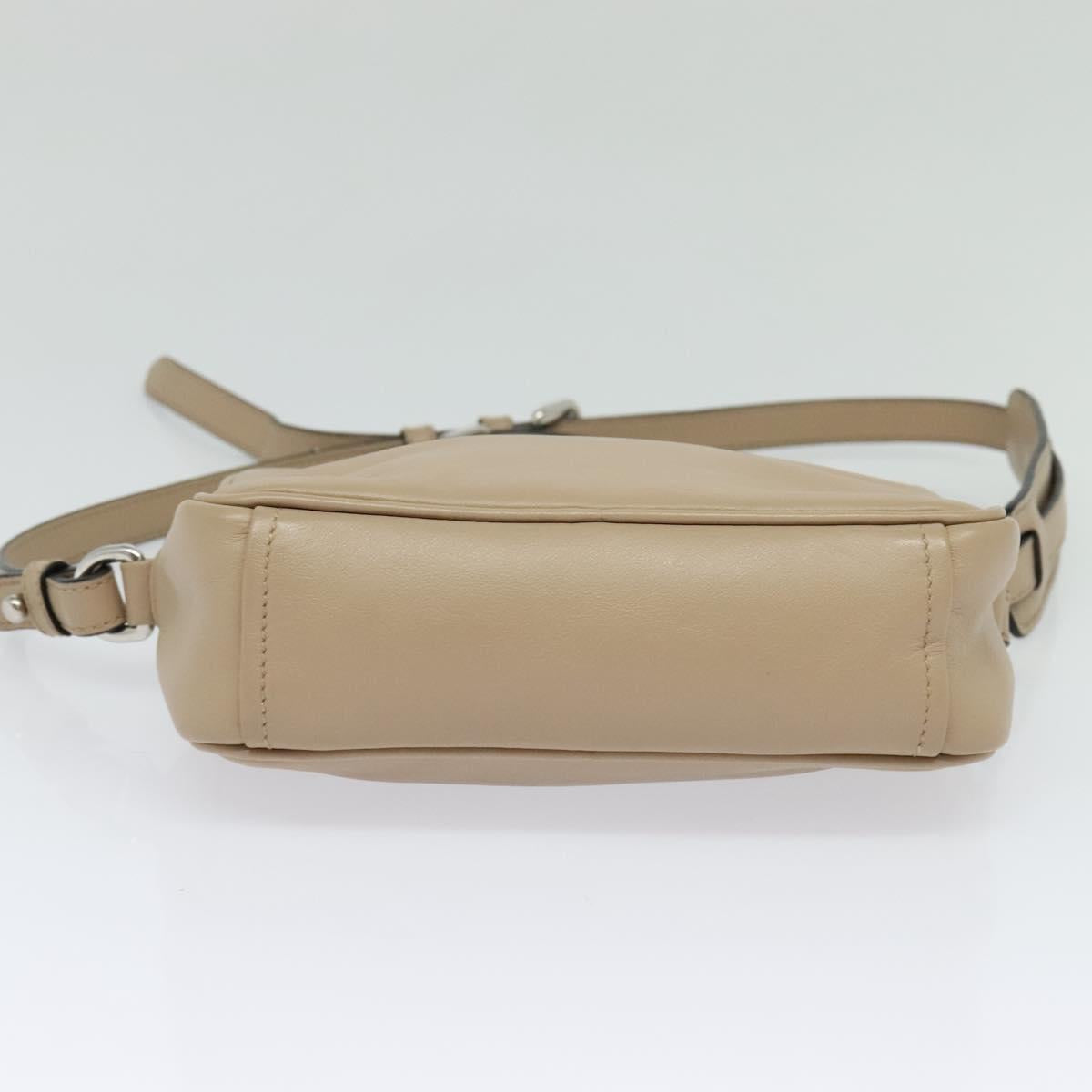 Prada Shoulder Bag Leather Beige Silver