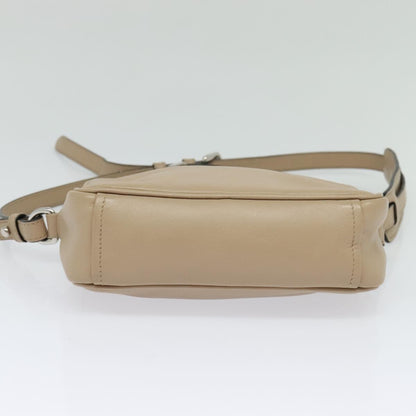 Prada Shoulder Bag Leather Beige Silver