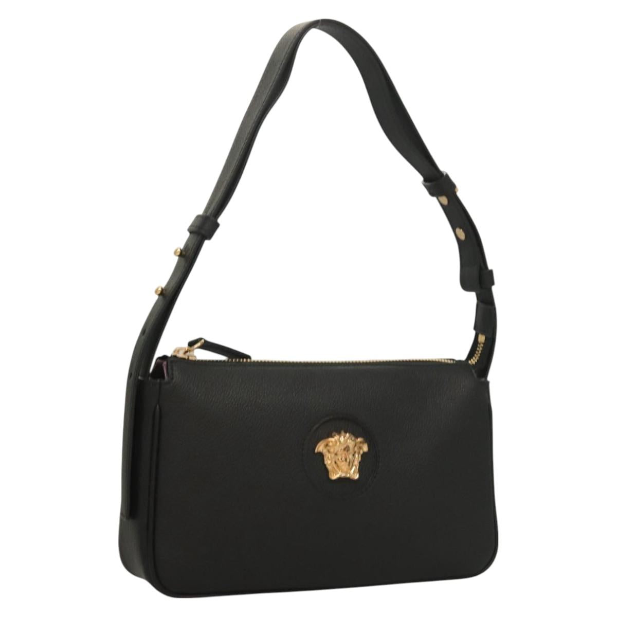 Versace Shoulder Bag Leather Black Gold