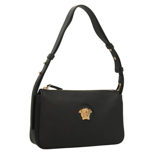 Versace Shoulder Bag Leather Black Gold
