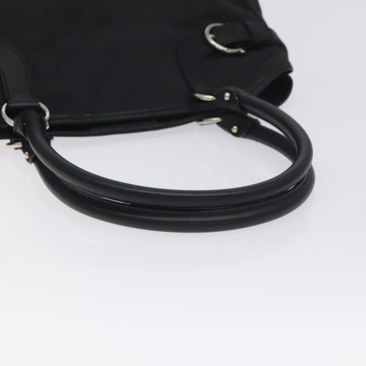 Salvatore Ferragamo Gancini Hand Bag Nylon Black Silver