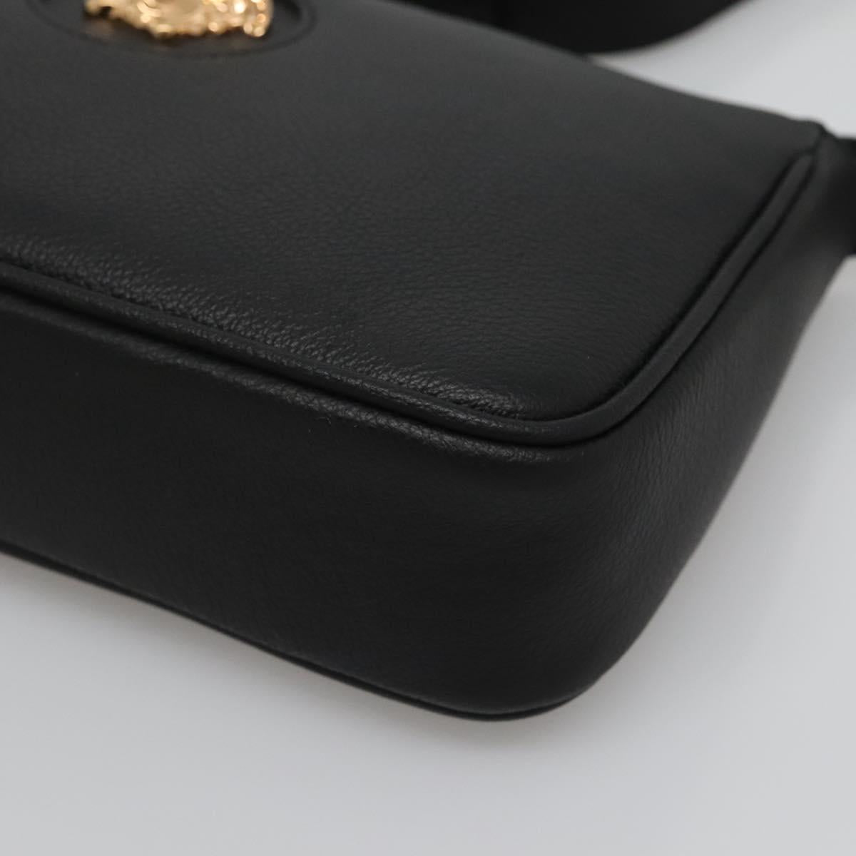 Versace Shoulder Bag Leather Black Gold