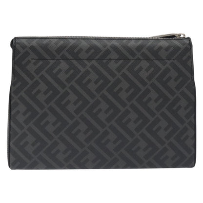 Fendi Zucca Canvas Clutch Bag Pvc Black Silver