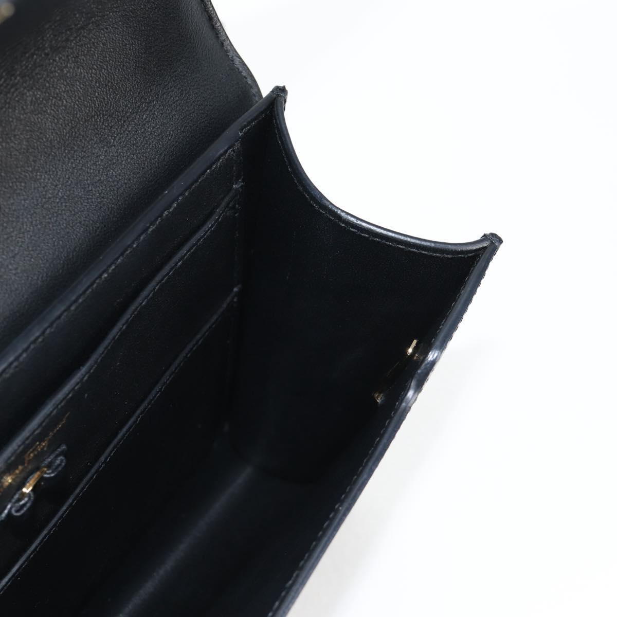 Salvatore Ferragamo Vala Chain Shoulder Bag Leather Black Gold