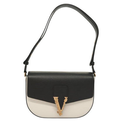 Versace Shoulder Bag Leather Black Gold White
