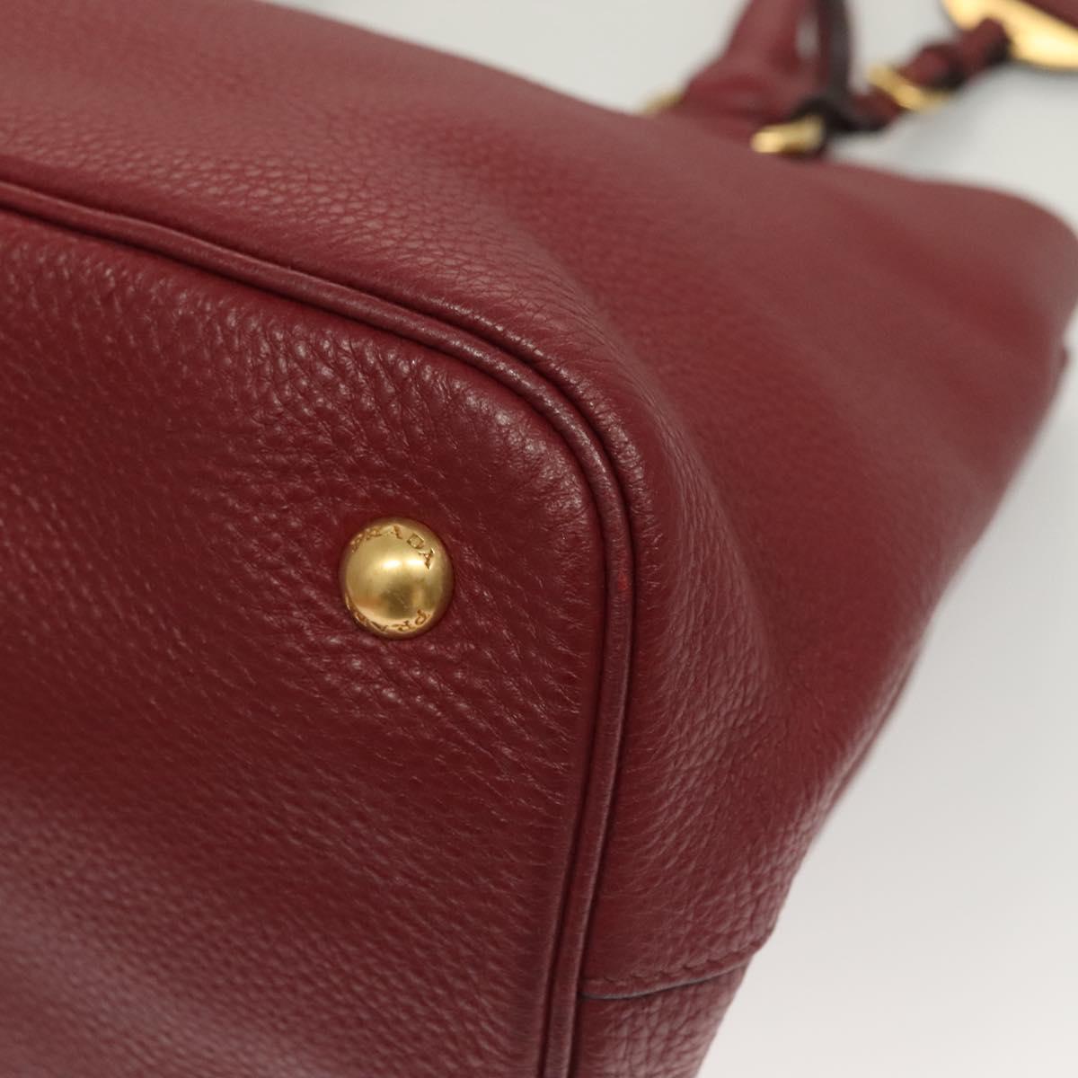 Prada Hand Bag Leather Bordeaux Gold