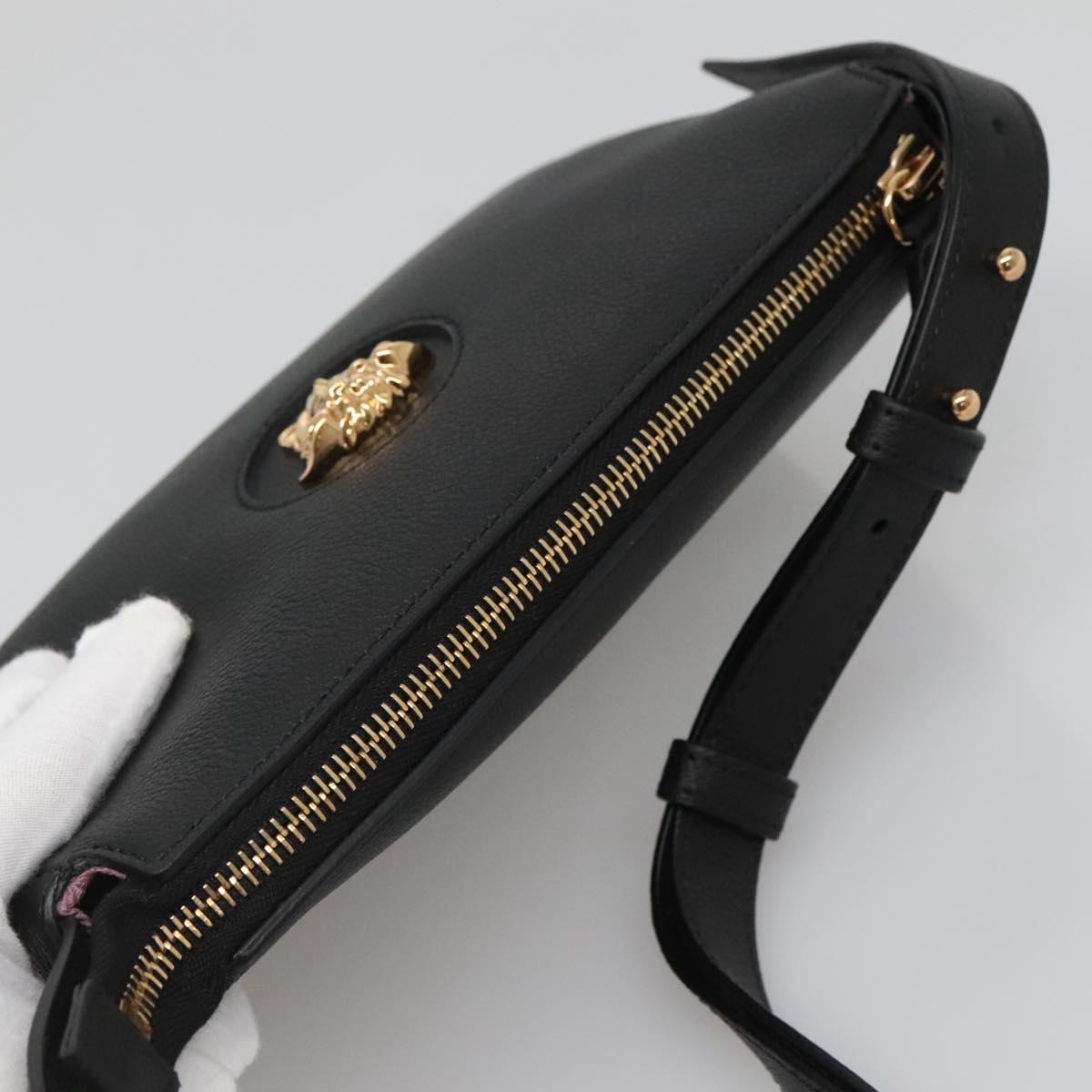 Versace Shoulder Bag Leather Black Gold