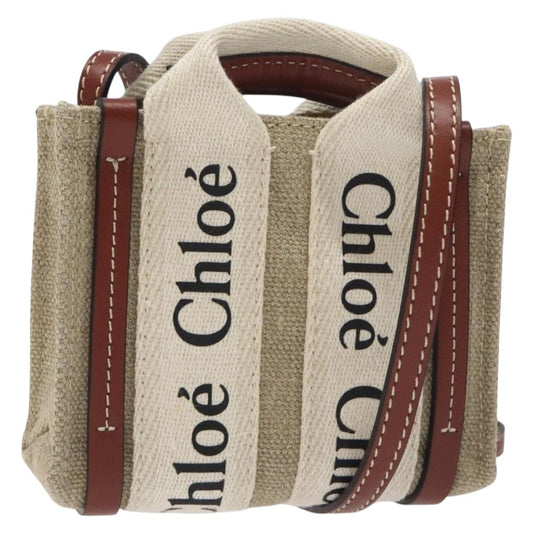 Chloe Woody Hand Bag Canvas 2WAY Ivory