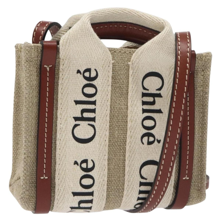 Chloe Woody Hand Bag Canvas 2WAY Ivory