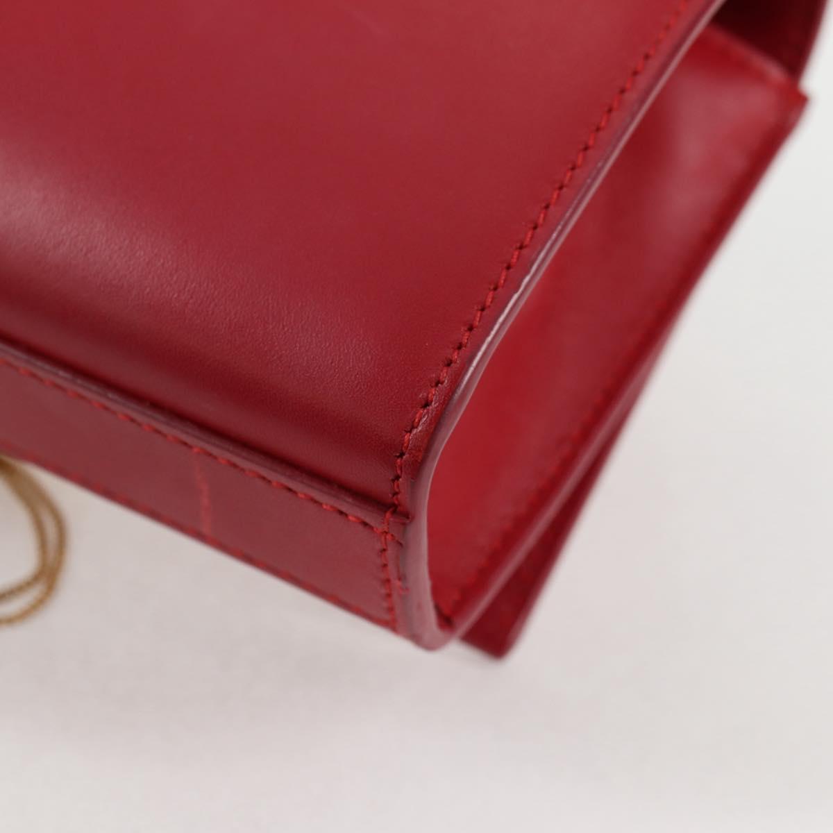 Saint Laurent Chain Shoulder Bag Leather Red Gold