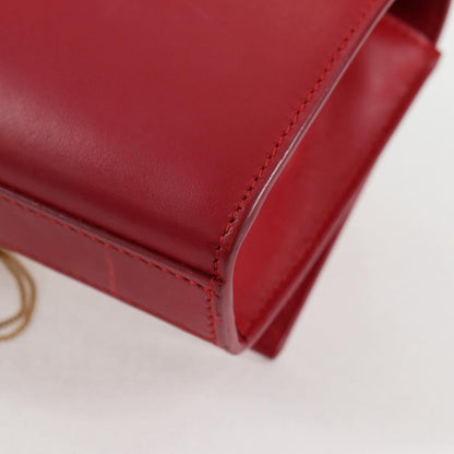Saint Laurent Chain Shoulder Bag Leather Red Gold