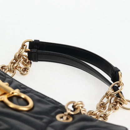 Salvatore Ferragamo Chain Tote Bag Leather Black Gold