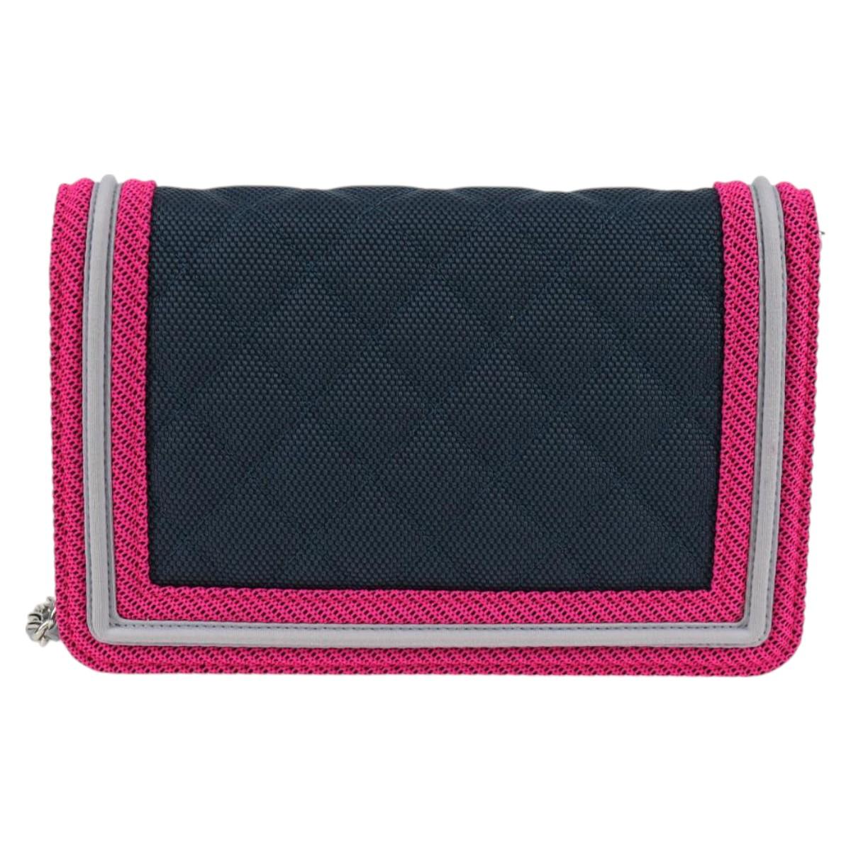 Chanel Chain Matelasse Boy Chanel Shoulder Bag Canvas Navy Cc