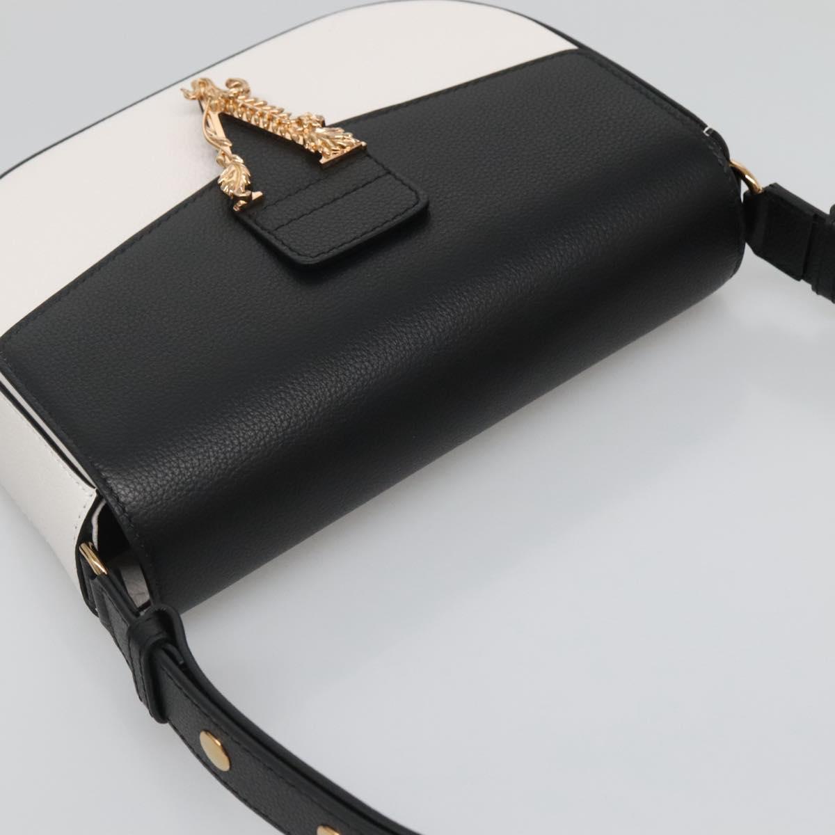 Versace Shoulder Bag Leather Black Gold White