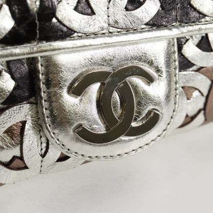 Chanel Chain Matelasse Shoulder Bag Leather Silver Cc