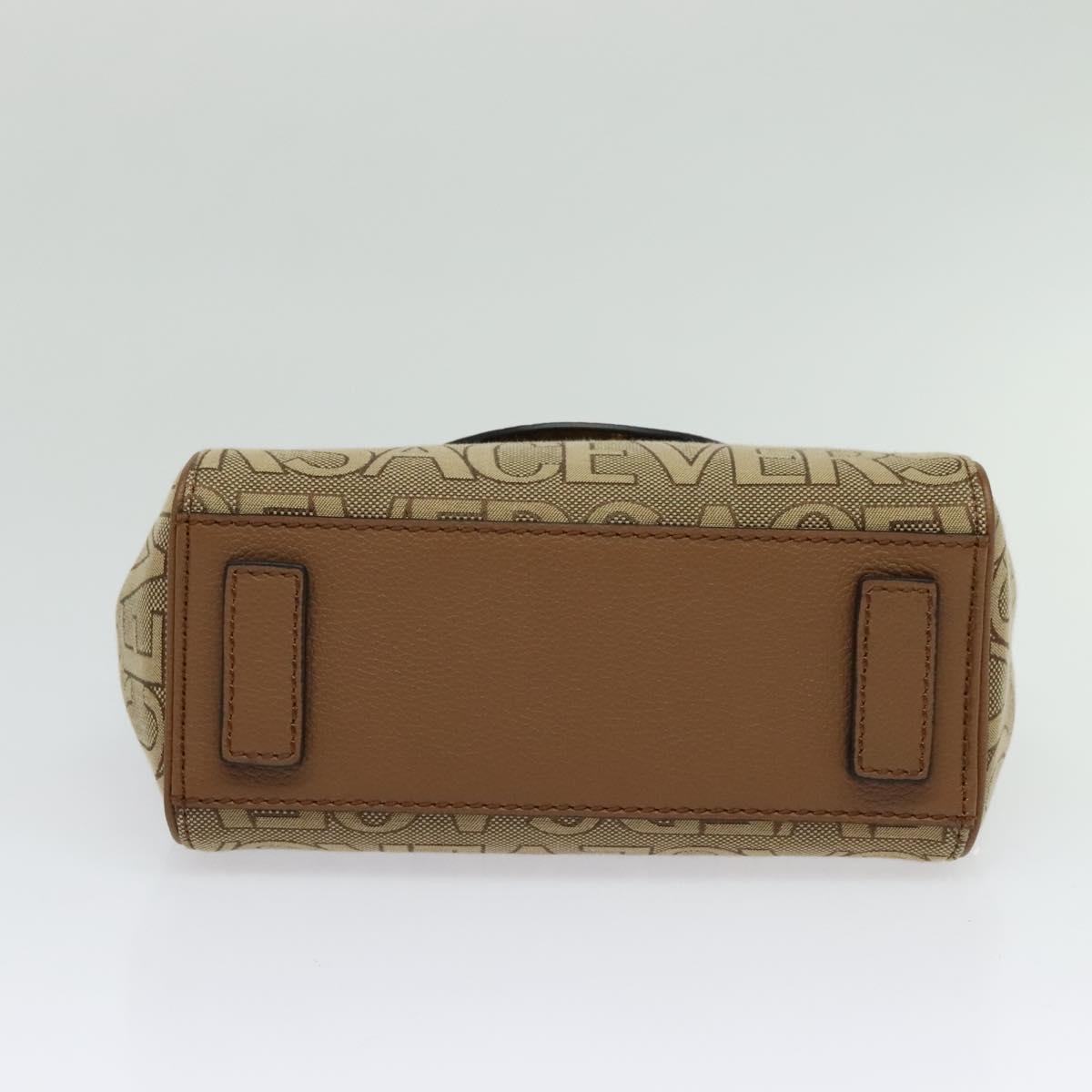 Versace Hand Bag Canvas Leather 3WAY Brown Gold