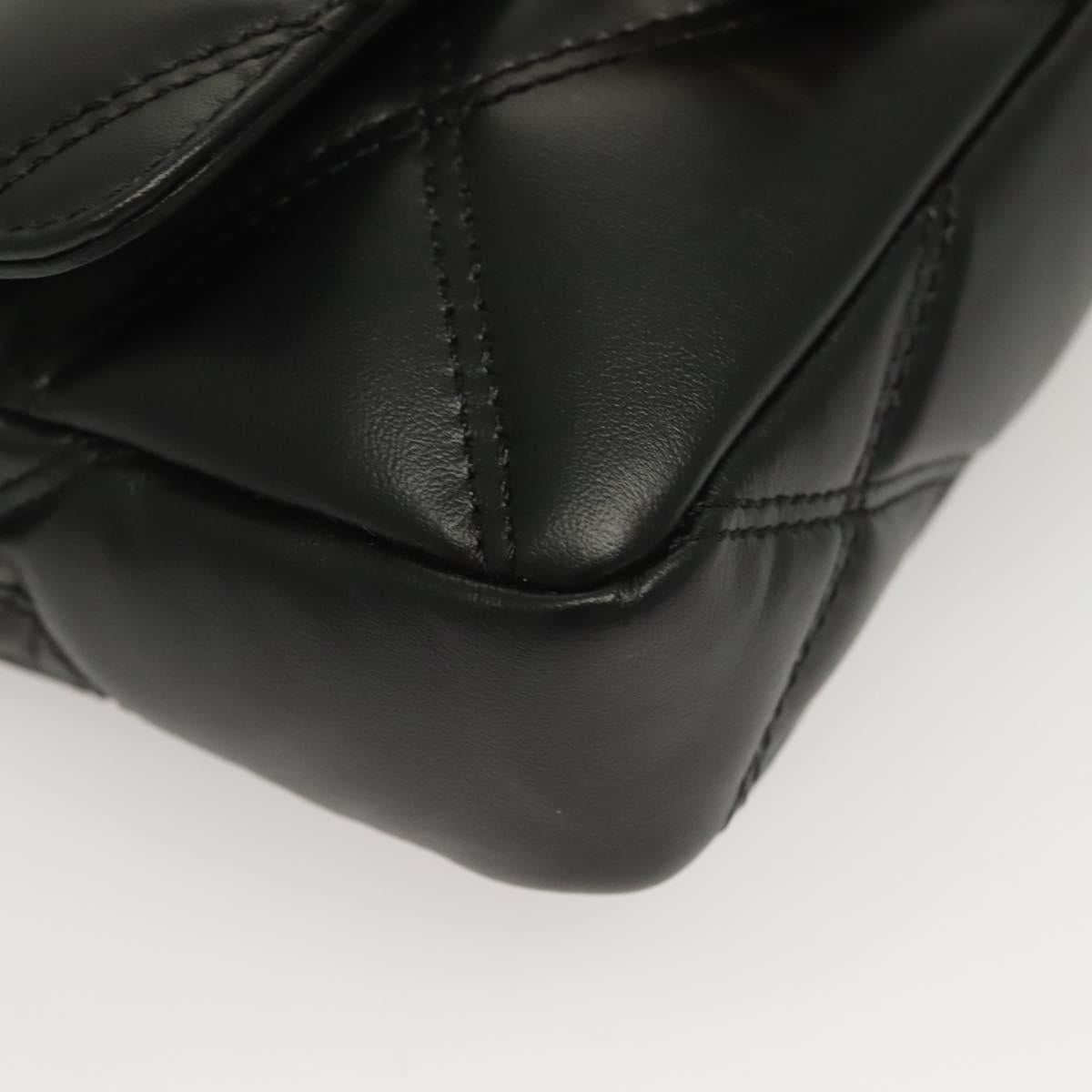 Versace Chain Shoulder Bag Leather Black Gold