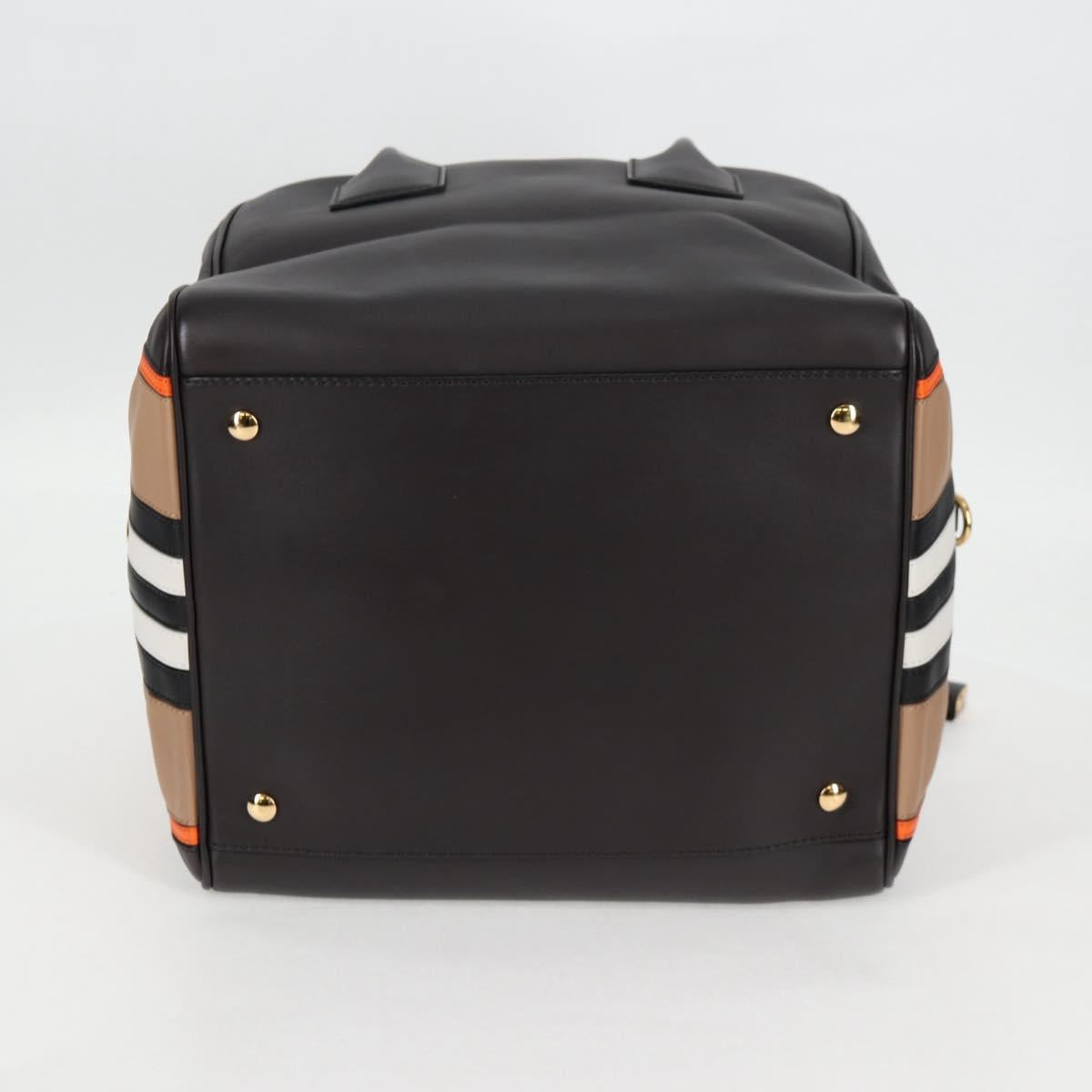 Burberry Hand Bag Leather 2WAY Black Gold