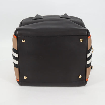 Burberry Hand Bag Leather 2WAY Black Gold