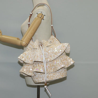 Loewe Sequin Balloon Shoulder Bag Raffia Beige Gold