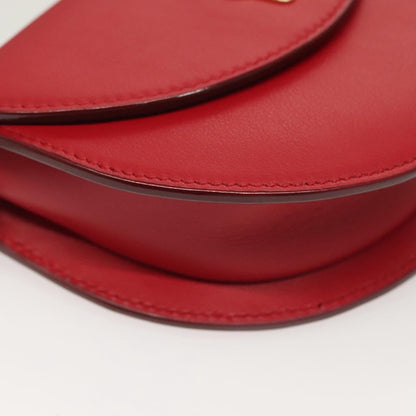 Bally Shoulder Bag Leather Red Gold