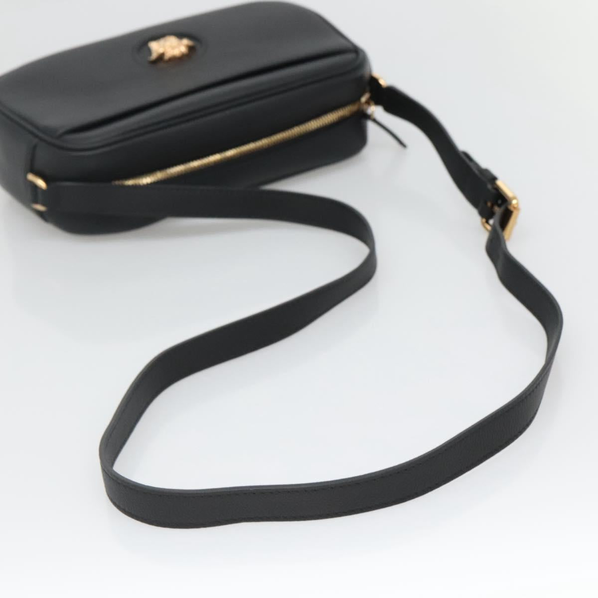 Versace Shoulder Bag Leather Black Gold
