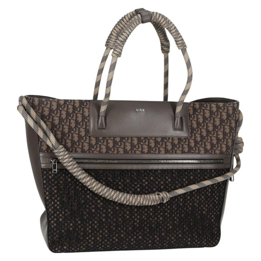 Christian Dior Tote Bag Trotter Canvas Gray Silver