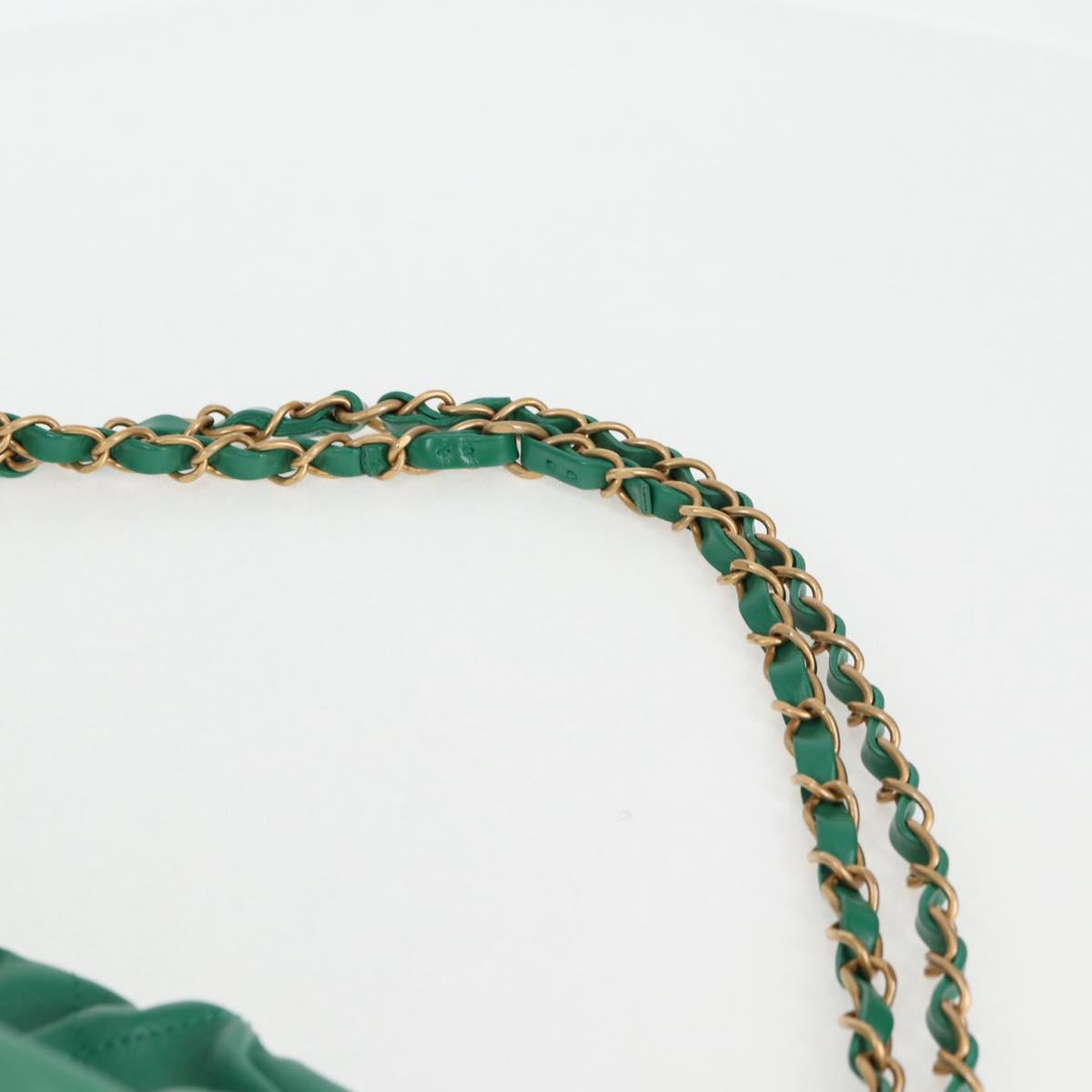 Chanel Chain Chanel 22 Shoulder Bag Lamb Skin Green Gold Cc