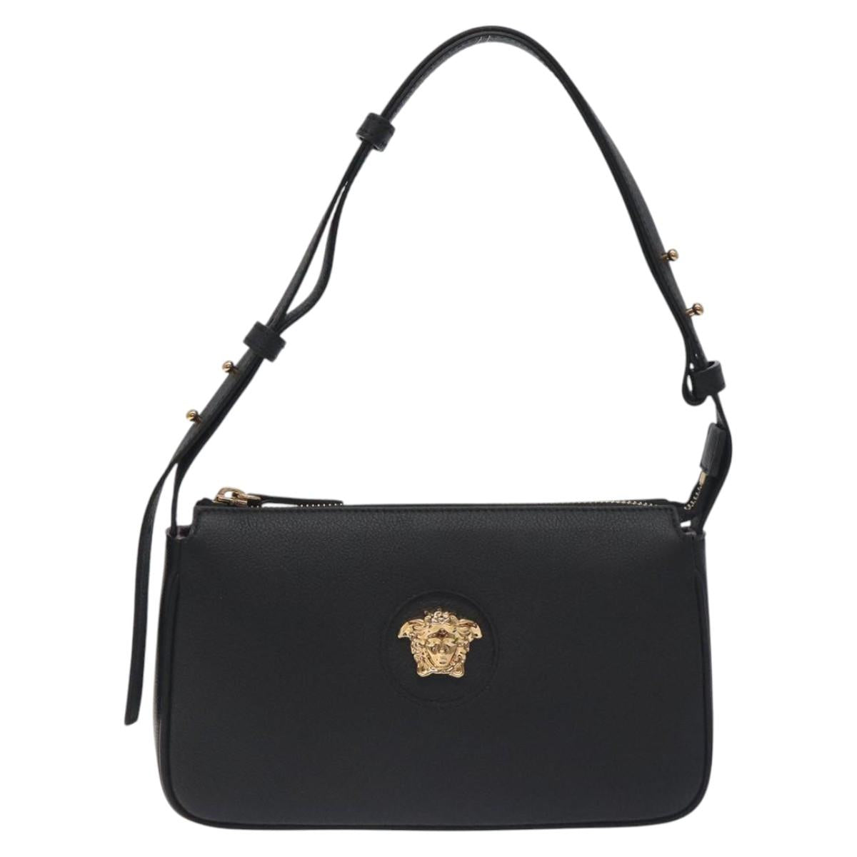 Versace Shoulder Bag Leather Black Gold