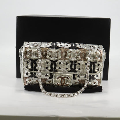 Chanel Chain Matelasse Shoulder Bag Leather Silver Cc