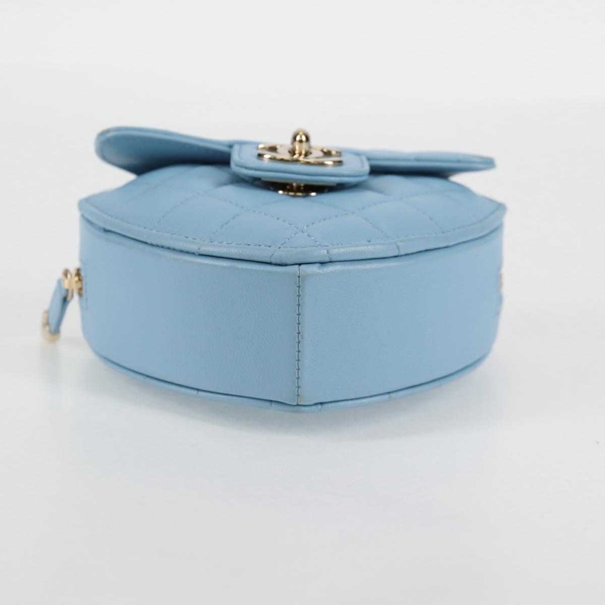 Chanel Matelasse Chain Shoulder Bag Lamb Skin Blue Gold Cc