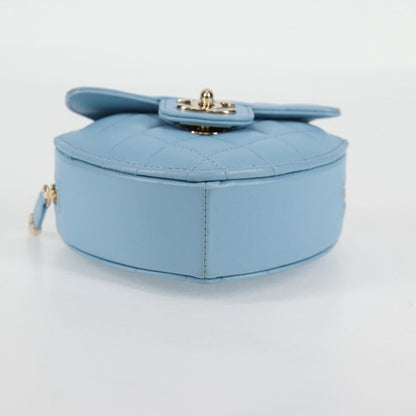 Chanel Matelasse Chain Shoulder Bag Lamb Skin Blue Gold Cc
