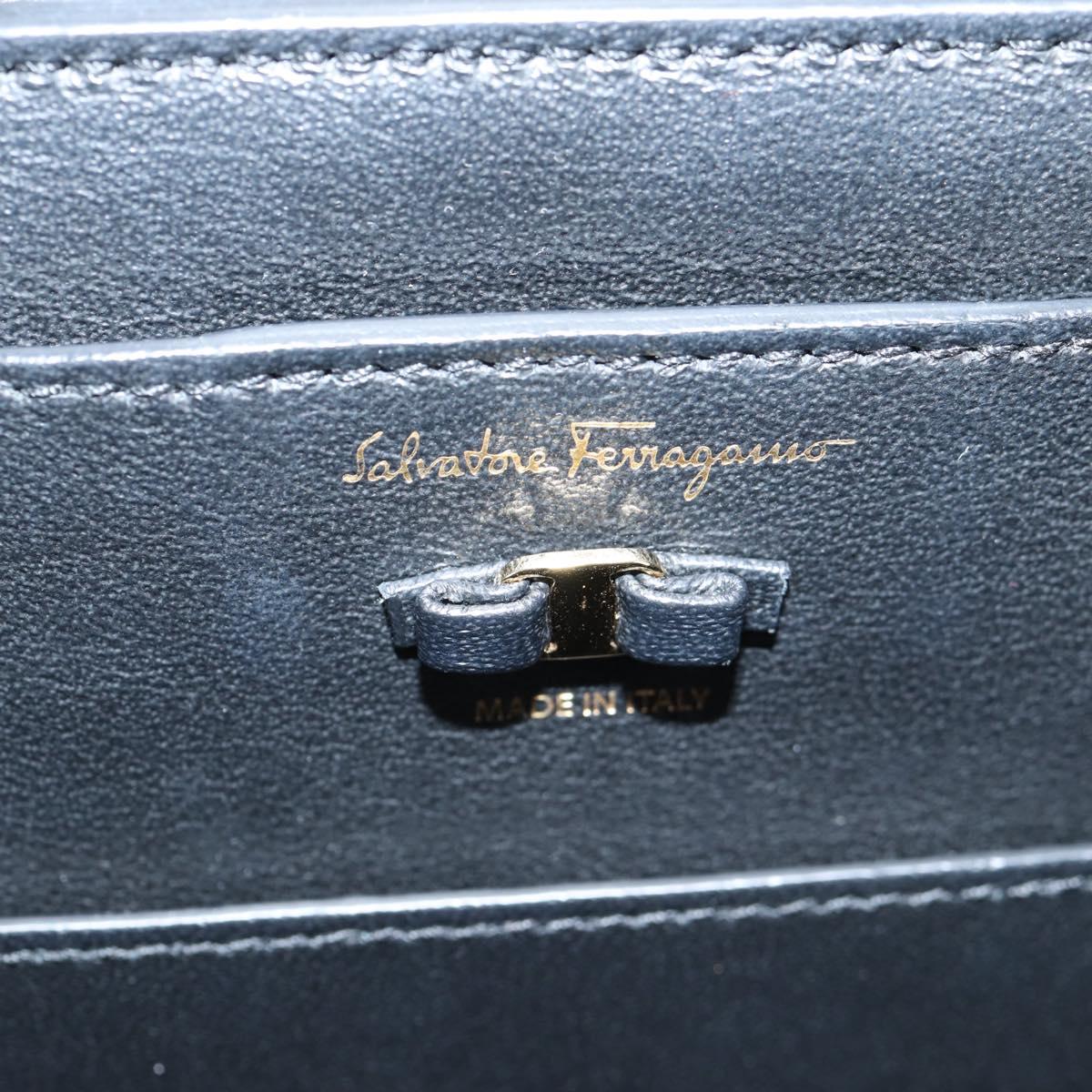 Salvatore Ferragamo Vala Chain Shoulder Bag Leather Black Gold