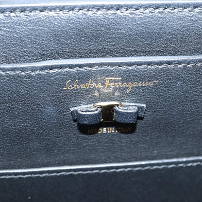 Salvatore Ferragamo Vala Chain Shoulder Bag Leather Black Gold