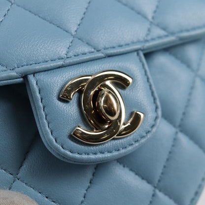 Chanel Matelasse Chain Shoulder Bag Lamb Skin Blue Gold Cc