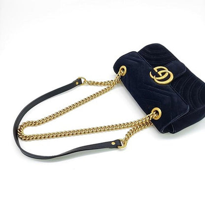 Gucci Marmont Matelassé Velvet Shoulder Bag (446744) (4550079)