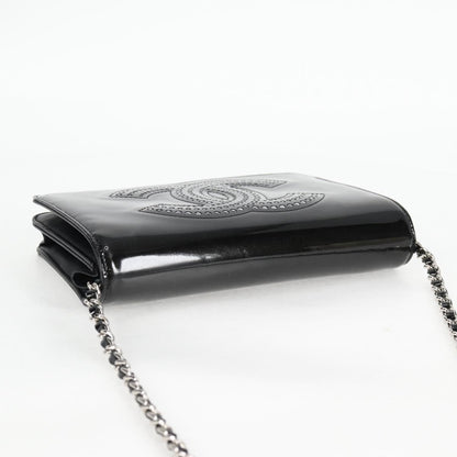 Chanel Chain Shoulder Bag Enamel Black Cc