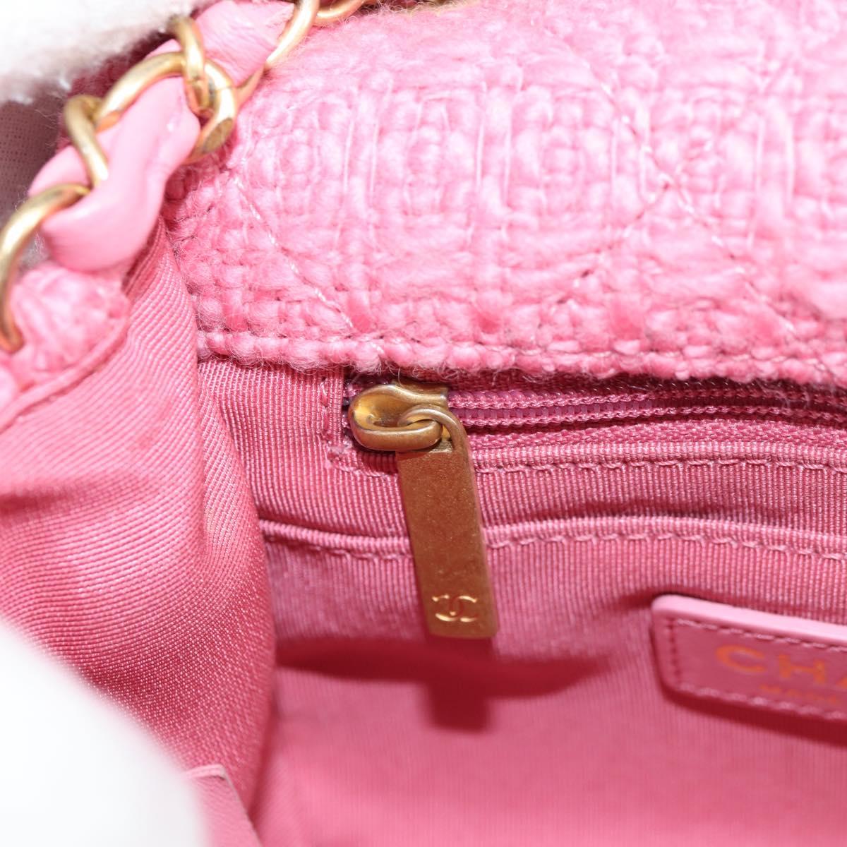 Chanel Matelasse Chain Shoulder Bag Wool Pink Gold Cc