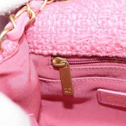 Chanel Matelasse Chain Shoulder Bag Wool Pink Gold Cc