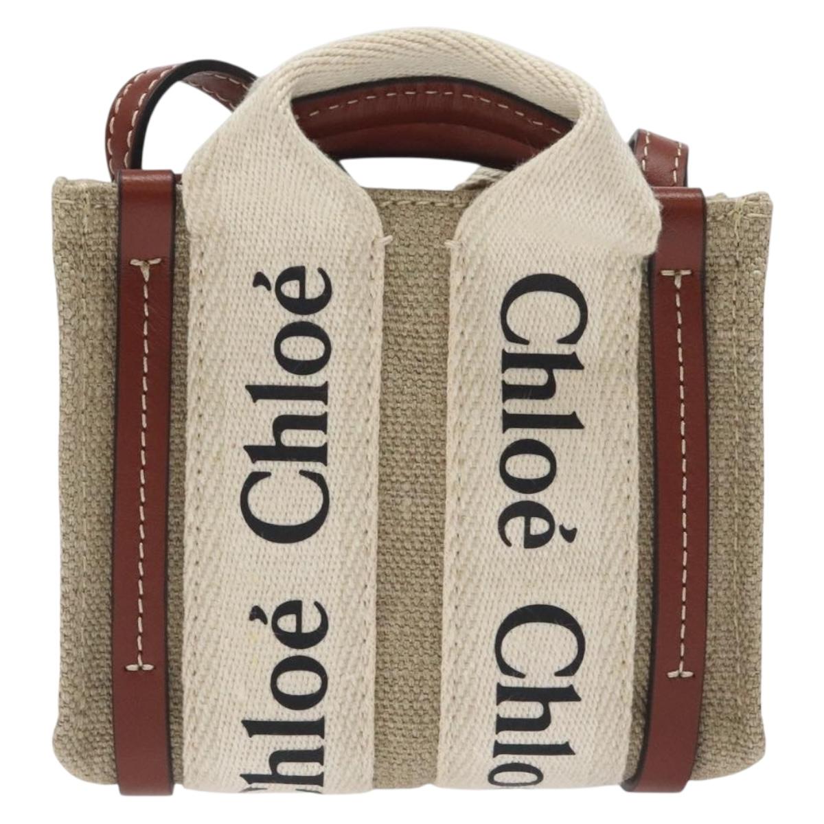 Chloe Woody Hand Bag Canvas 2WAY Ivory