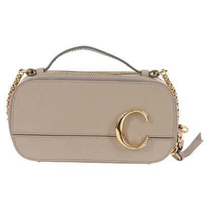 Chloe Chain Shoulder Bag Leather Beige Gold