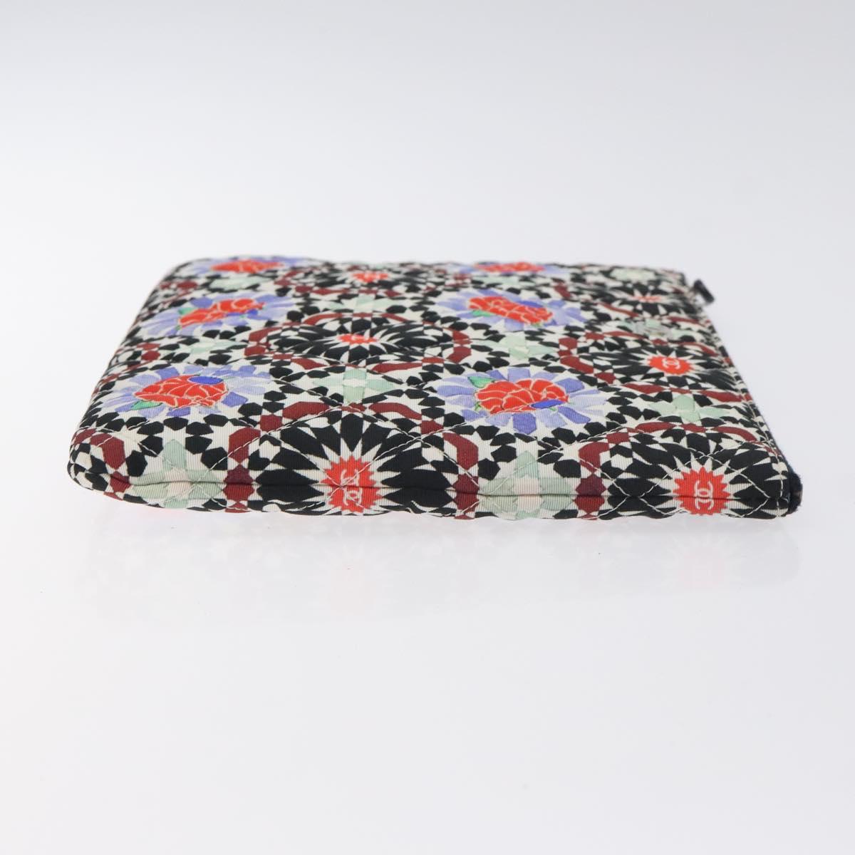 Chanel Christmas Clutch Bag Nylon Black Silver Cc