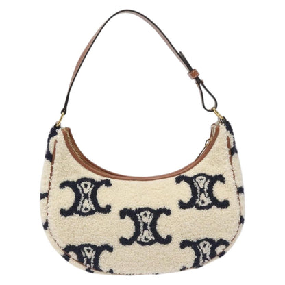 Celine Triomphe Shoulder Bag Pile White Brown Gold