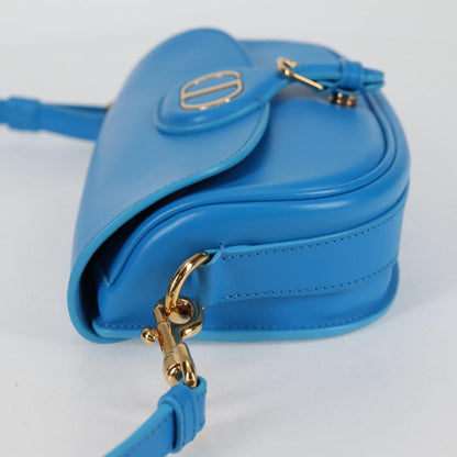 Christian Dior Bobby East West Shoulder Bag Leather Blue Gold