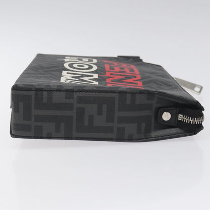 Fendi Zucca Canvas Clutch Bag Pvc Black Silver