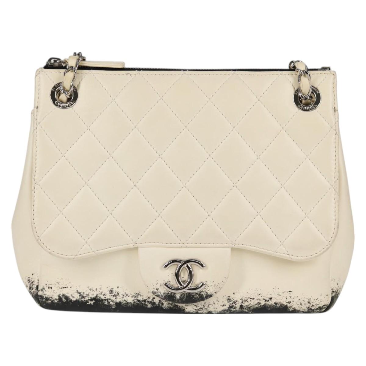Chanel Matelasse Chain Shoulder Bag Lamb Skin Silver Gold Cc