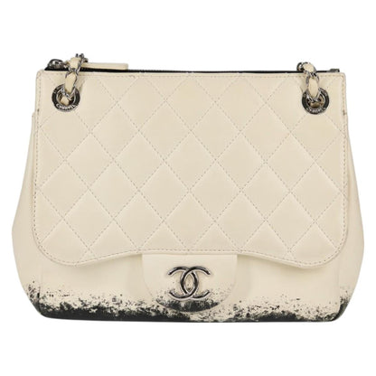 Chanel Matelasse Chain Shoulder Bag Lamb Skin Silver Gold Cc