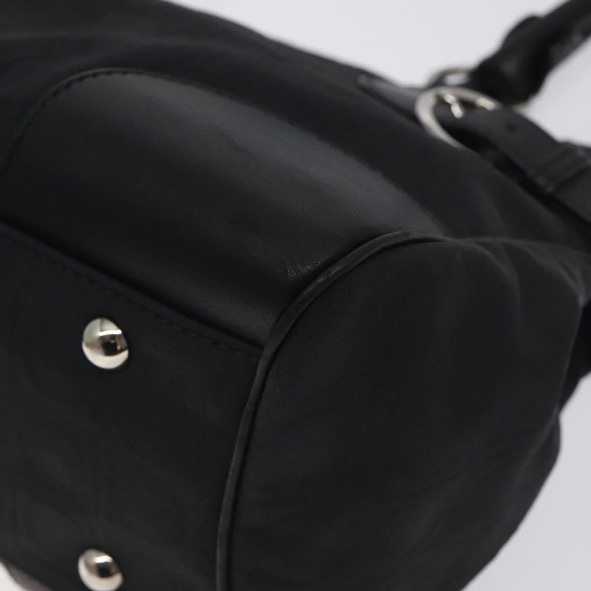 Salvatore Ferragamo Gancini Hand Bag Nylon Black Silver