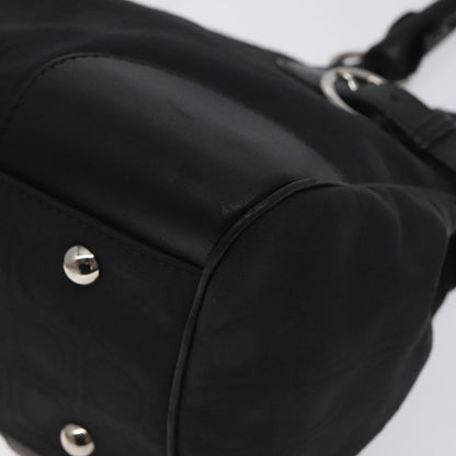 Salvatore Ferragamo Gancini Hand Bag Nylon Black Silver