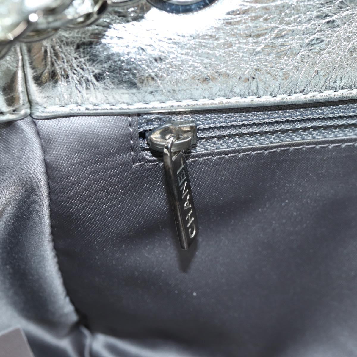 Chanel Chain Matelasse Shoulder Bag Leather Silver Cc